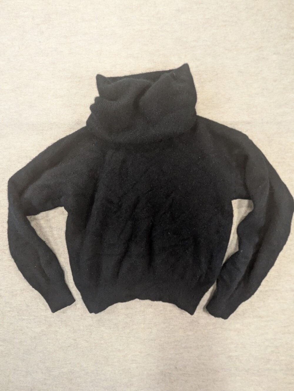 Angora Lambswool Blend Black Turtleneck Sweater Made In Italy Luxurious Large